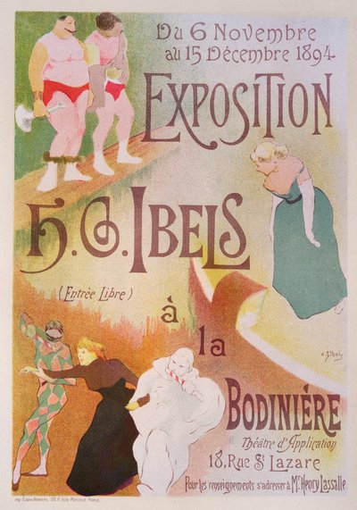 Reproduction of a poster advertising an Exhibition by H. G. Ibels, at the Bodiniere, Rue St Lazare, Paris by Henri Gabriel Ibels