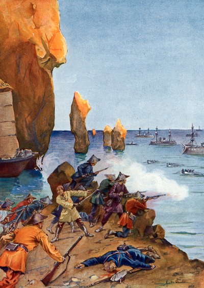 The French Admiral Amedee Courbet Leading His Fleet in Along Bay, Viet Nam (1883) by Henri Gaston Darien