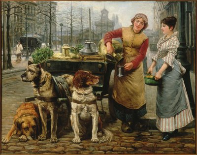 The Milkmaid with Dog Cart on the De Keyserlei in Antwerp by Henri Houben