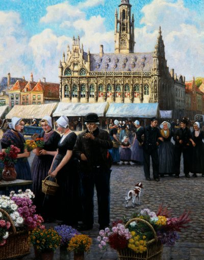 The flower market in Middelburg by Henri Houben