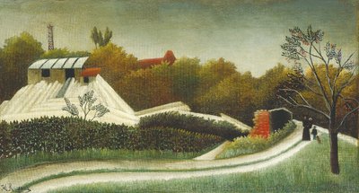 Sawmill, Outskirts of Paris by Henri J.F. (1844 1910) Rousseau