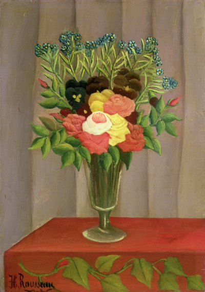 Flowers with a Lavender Background by Henri J.F. 1844 1910 Rousseau