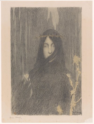 Long-haired woman with crown of thorns by Henri Jean Guillaume Martin