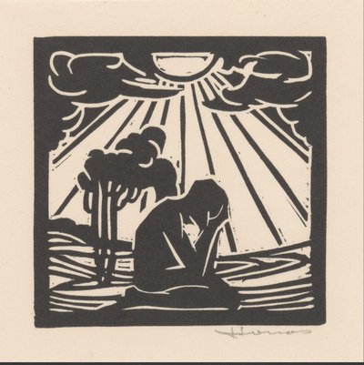 Kneeling Figure in a Landscape with Trees by Henri Jonas (signed by artist)