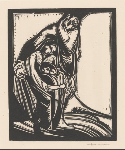 Man, Woman, and Child by Henri Jonas (signed by artist)