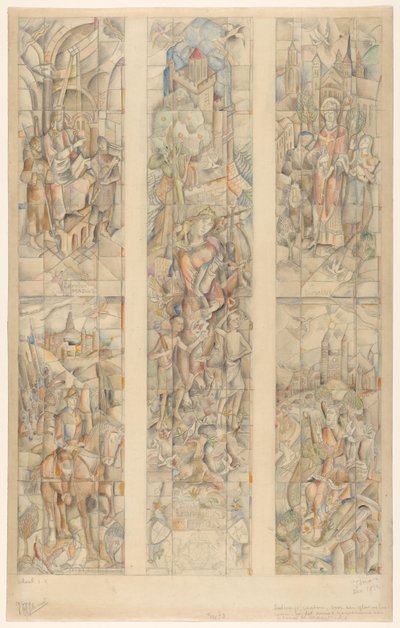 Design for a Stained Glass Window in the New Government Building in Maastricht (original title on object) by Henri Jonas (signed by artist)