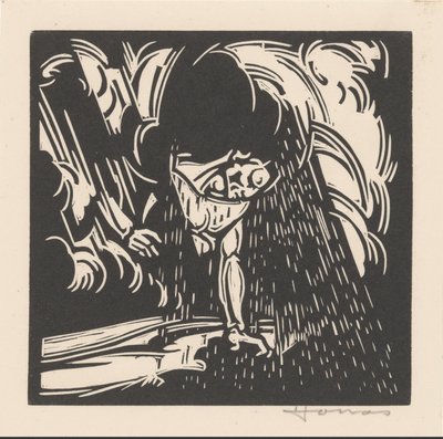 Personification of Rain Over a Landscape by Henri Jonas (signed by artist)