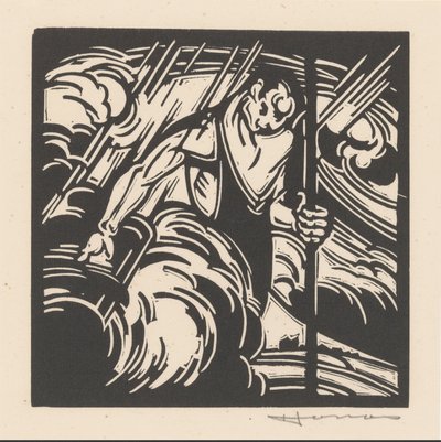 Personification of the Storm Over a Landscape by Henri Jonas (signed by artist)