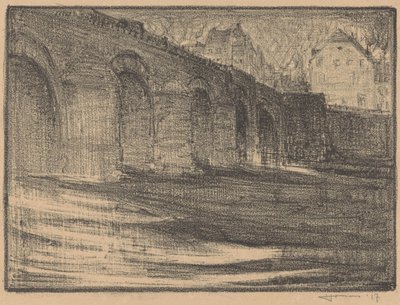 Sint Servaas Bridge over the Maas in Maastricht by Henri Jonas (signed by artist)