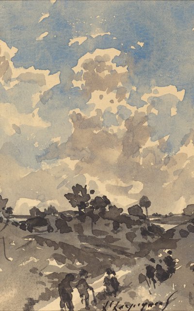 A Landscape with Figures Walking along a Path by Henri Joseph Harpignies