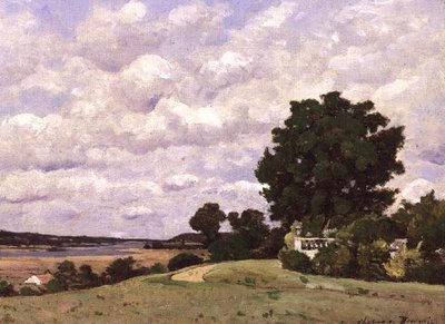 Landscape with River from the Garden at Chateau de Beauvoir by Henri Joseph Harpignies