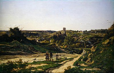 The Castle and Village of Herisson by Henri Joseph Harpignies