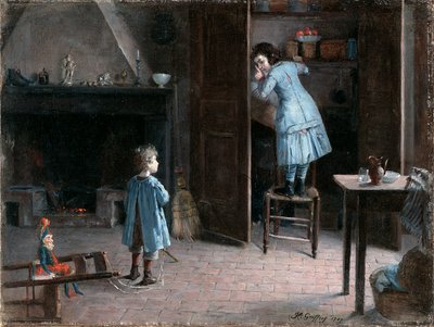 Children in an Interior by Henri Jules Jean Geoffroy