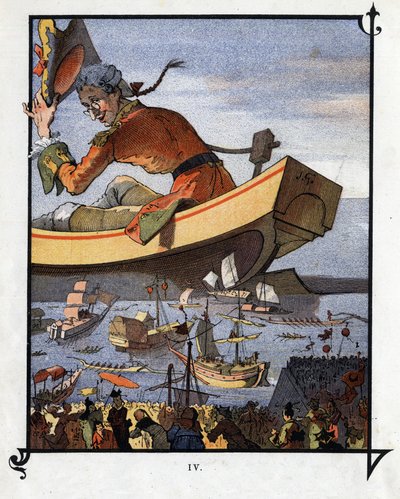 Lemuel Gulliver said goodbye to the Lilliputians. Illustration for 