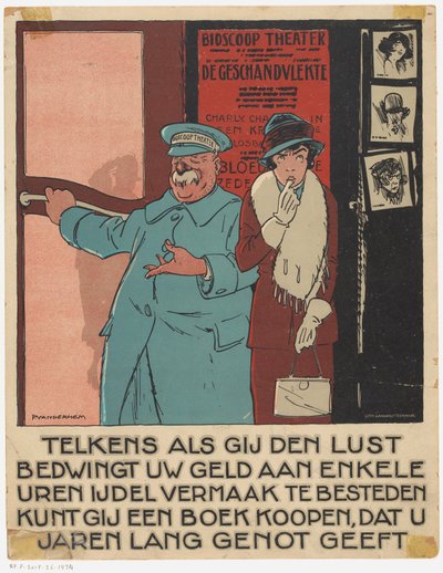 Entrance of a Cinema with a Woman and a Doorman by Henri Lankhout