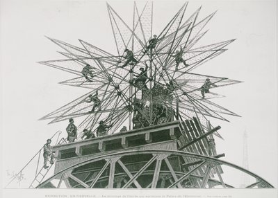 Universal Exposition of 1900: Installation of the Star on Top of the Palace of Electricity by Henri Lanos