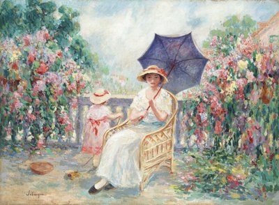 Young Girl and Child on a Terrace by Henri Lebasque