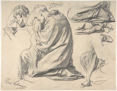 Kneeling Draped Male Figure, Facing Left by Henri Lehmann
