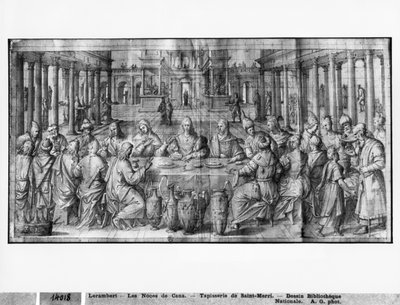 Life of Christ, Marriage at Cana, preparatory study of tapestry cartoon for the Church Saint-Merri in Paris by Henri Lerambert