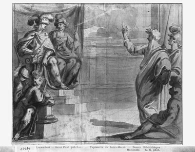Life of Christ, St. Paul preaching, preparatory study of tapestry cartoon for the Church Saint-Merri in Paris, c.1585-90 by Henri Lerambert