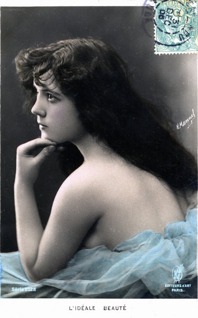 The beauty ideal: young woman with long hair (probably the dancer Vérèna, of the Folies Bergères) by Henri Manuel