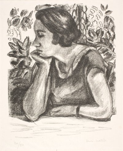 Bust of a Lady with Chin Resting on Right Hand by Henri Matisse