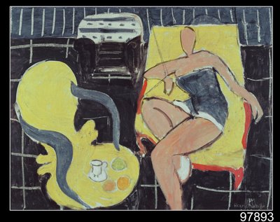 Dancer and Rocaille Armchair on a Black Background by Henri Matisse