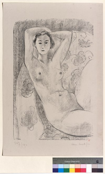 Nude Seated in an Armchair with Floral Decor by Henri Matisse