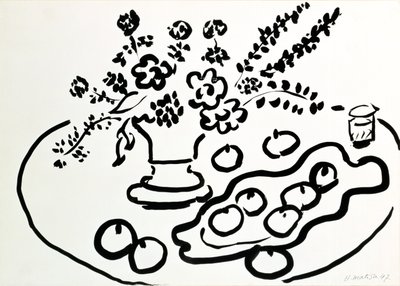 Still Life with Vase of Flowers and Plate of Fruit by Henri Matisse