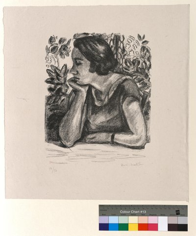 Profile Face Resting on an Arm, Louis XIV Screen by Henri Matisse