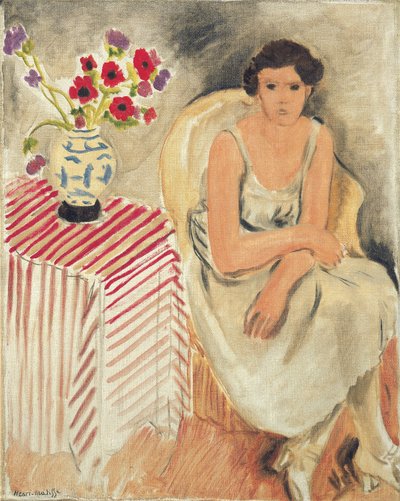 Woman on a Chair - Flowers on the Table, or Carnations by Henri Matisse