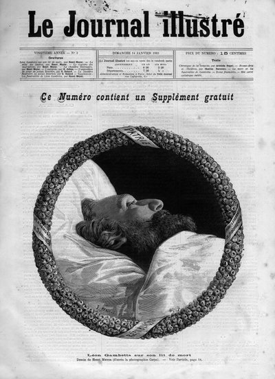Death of Leon Gambetta, French Politician - Leon Gambetta on His Deathbed (Drawing by Henri Meyer in 