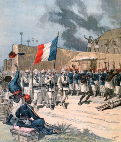 Entry of the French Army into Abomey, Dahomey, Africa, 1892 by Henri Meyer