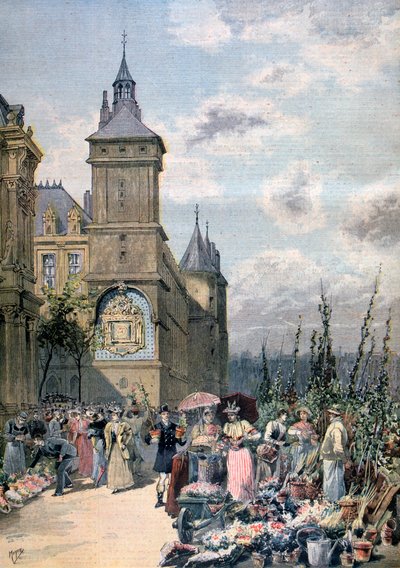 Flower Market in Spring, Paris, 1893 by Henri Meyer