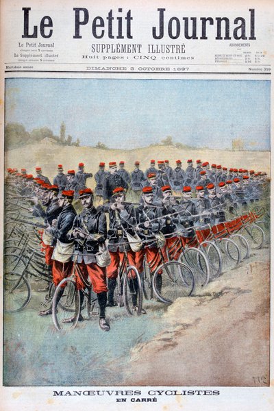 French Army Bicycle Corps in a Square on Manoeuvres, France by Henri Meyer