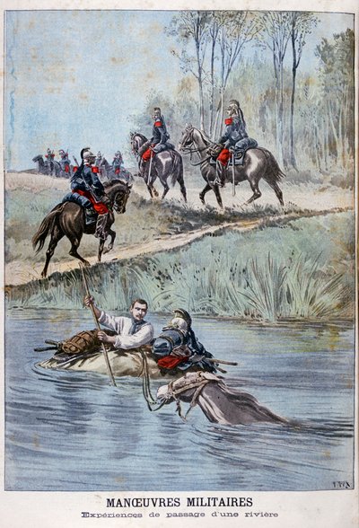 French Military Maneuvers, Fording a River by Henri Meyer