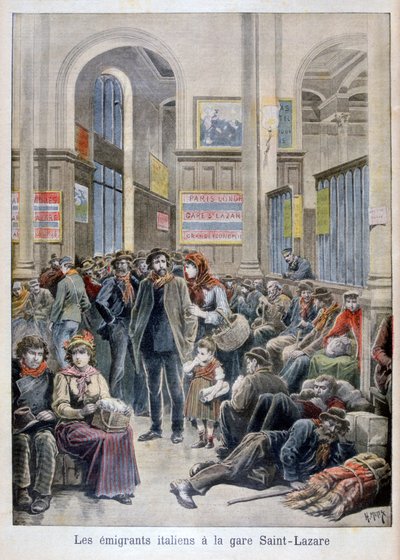 Italian Emigrants at the Gare Saint-Lazare, Paris, 1896 by Henri Meyer