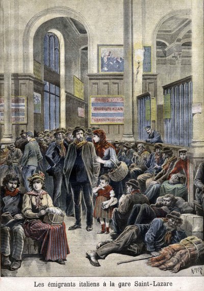 Italian Emigrants at the Station St Lazarus - in 