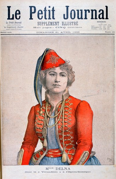 Mlle Delna, portraying a vivandiere in the comic opera, La Vivandiere, 1895 by Henri Meyer