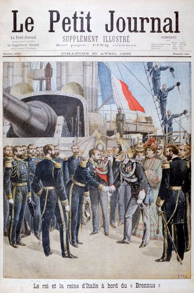 The King and Queen of Italy on Board the French Battleship Brennus by Henri Meyer