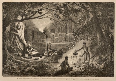 Henri Mouhot Camping in the Jungles of Laos, illustration from 