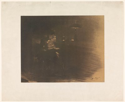 Dark Room with a Reading Woman by Henri Patrice Dillon (signed by artist)