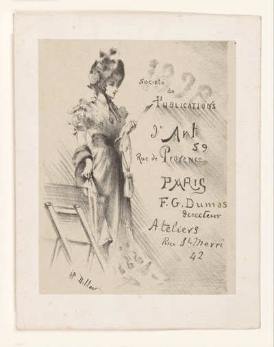 Woman Looking at a Print, Next to Her a Print Stand by Henri Patrice Dillon