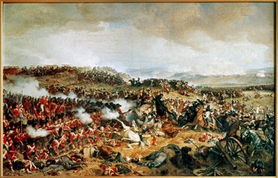 The Battle of Waterloo 1815 - French Cuirassiers Charging Scottish Highlanders in Square by Henri Philippoteaux