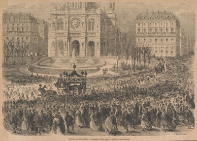 The Funeral of Gioacchino Rossini. The Funeral Procession Leaves the Church by Henri Pierre Léon Pharamond Blanchard