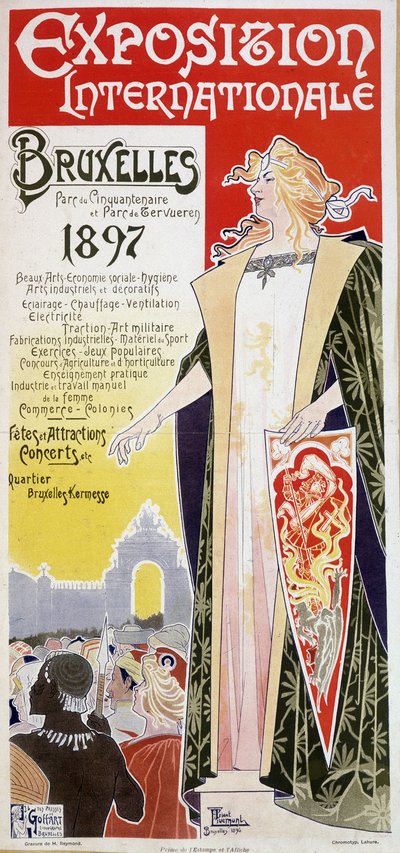 Poster of the Brussels International Exhibition 1897 by Henri Privat Antoine Theodore Livemont (sometimes called Privat-Livemont) (1861-1936) by Henri Henri Antoine Théodore Livemont