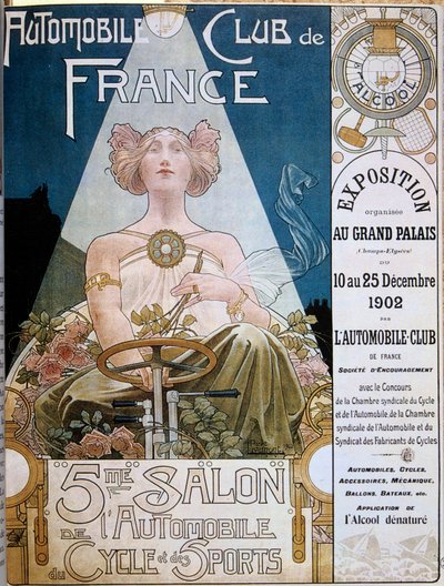 Poster of the Automobile Club de France during the 5th Motor Show at the Grand Palais de Paris in 1902 by Henri Henri Antoine Théodore Livemont