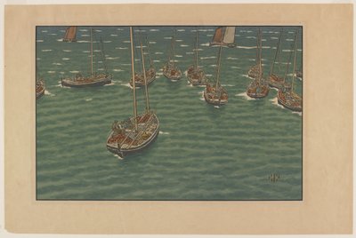 Boats at Anchor in Tréboul, plate 5 from, "Le Beau Pays de Bretagne" by Henri Rivière