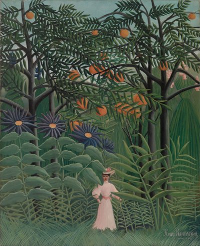 Woman Walking in an Exotic Forest by Henri Rousseau