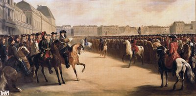 Tsar Peter I the Great of Russia (1672-1725) Accompanied by the Regent Philip II Duke of Orleans (1674-1723) During His Visit to France Reviews the Mounted Troops at the Tuileries (Paris) on 16/06/1717 by Henri Serrur